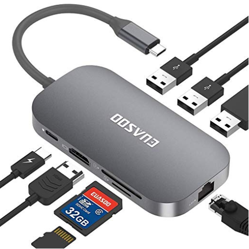 II8 - USB-C to HDMI, USB-A, USB-C, SD & TF Card reader and RJ-45 – Douxe