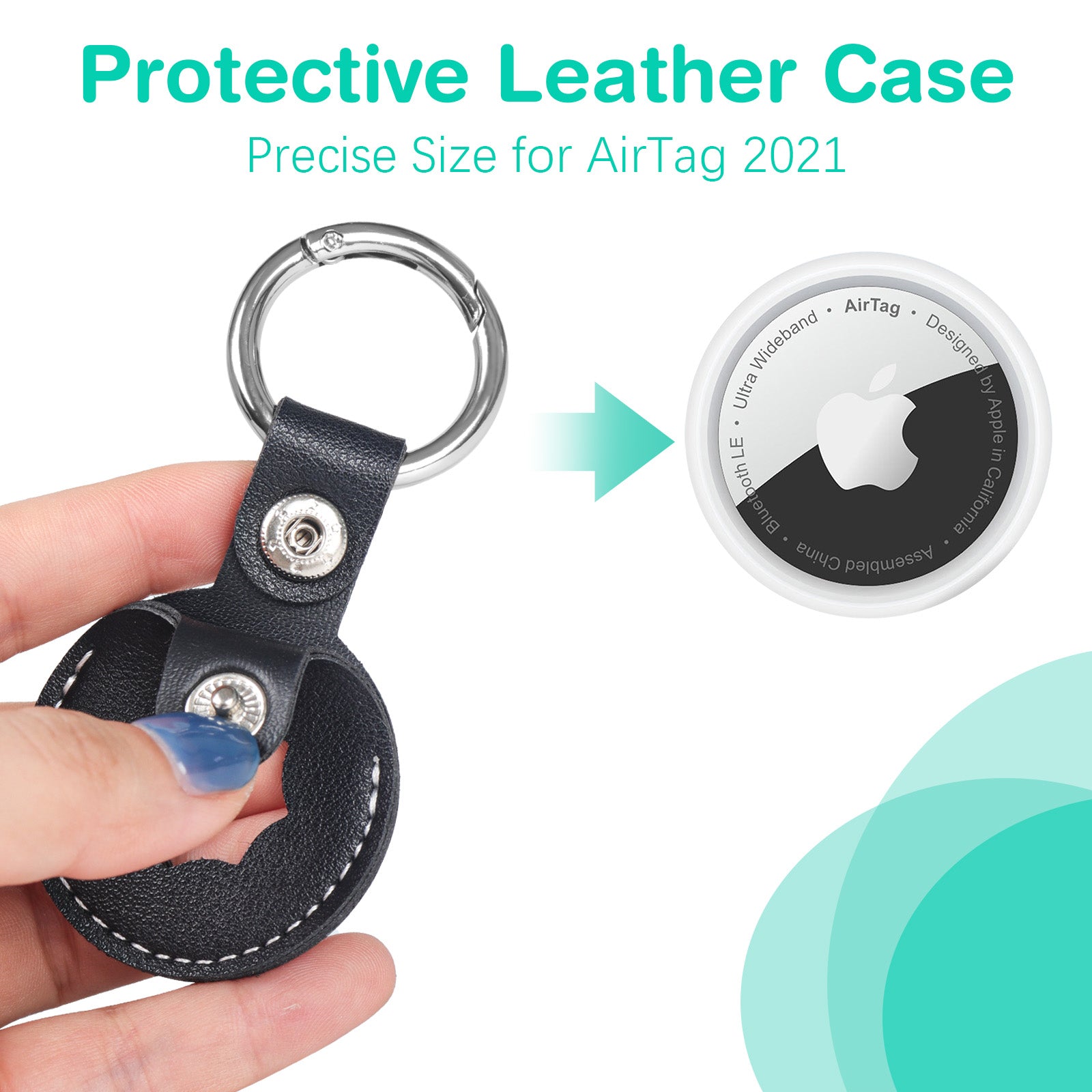  Leather Keychain Case Holder Compatible with Apple AirTag, GPS  Airtag Keychain Finder Tracker with Key Ring, Anti-Scratch Protective Air  Tag Cover for Keys, Wallet(Black Cow) : Electronics